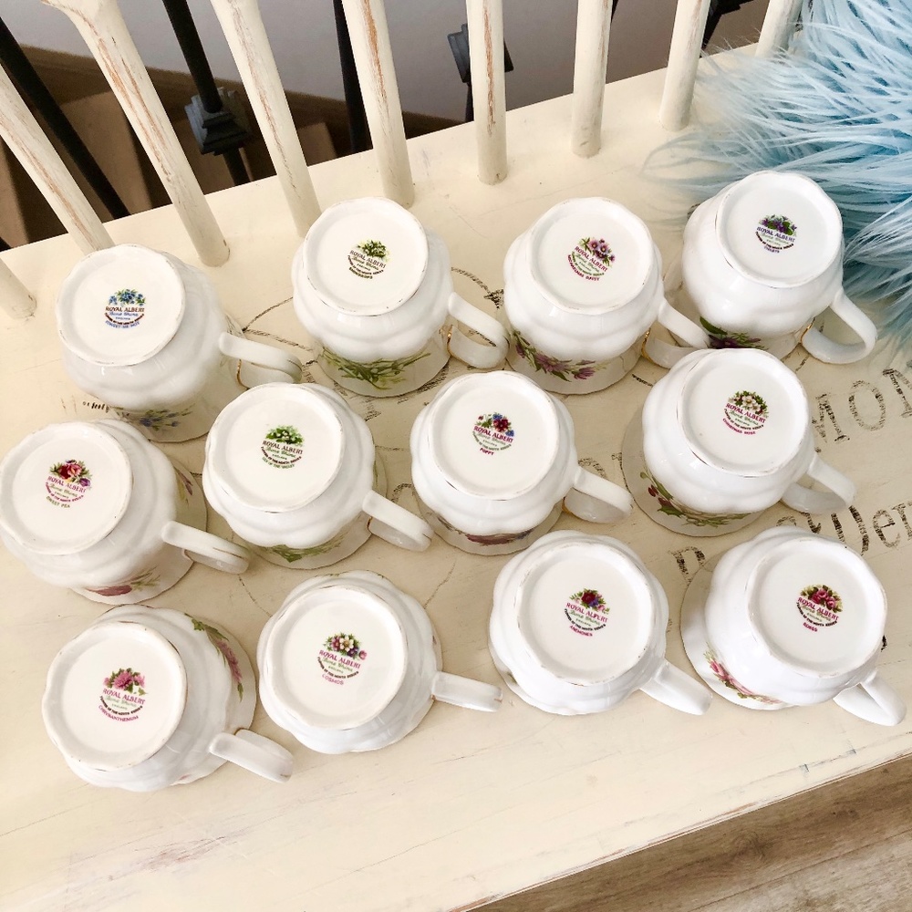 Royal Albert, Bone China, Flower Of The Month Series, China Teacup, Set Of 12 - Picture 15 of 15